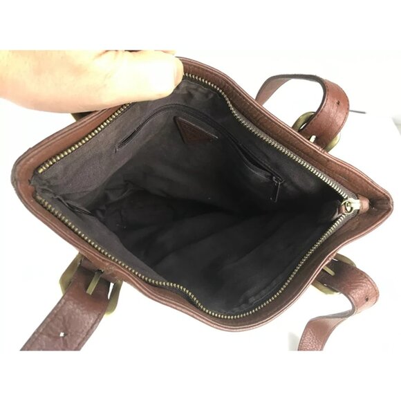 Guess Womens Brown Leather Inner Pockets Adjustable Double Handles Shoulder Bag - Picture 7 of 11